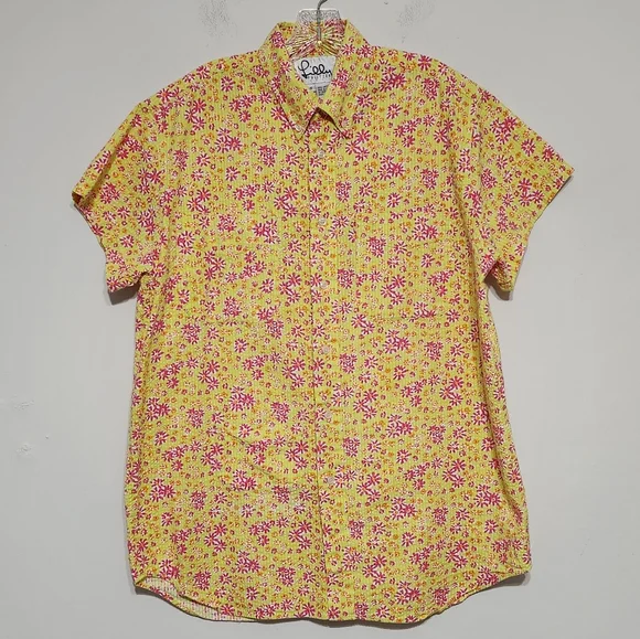 Vintage Lilly Pulitzer Seersucker Cotton Men’s Funky Floral Button Down Shirt S